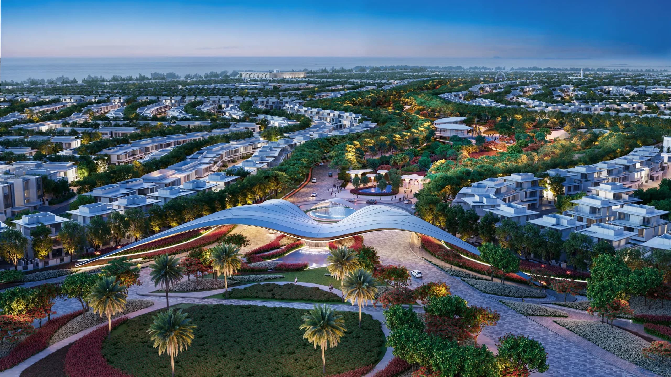 Community entrance and villas in Sharjah